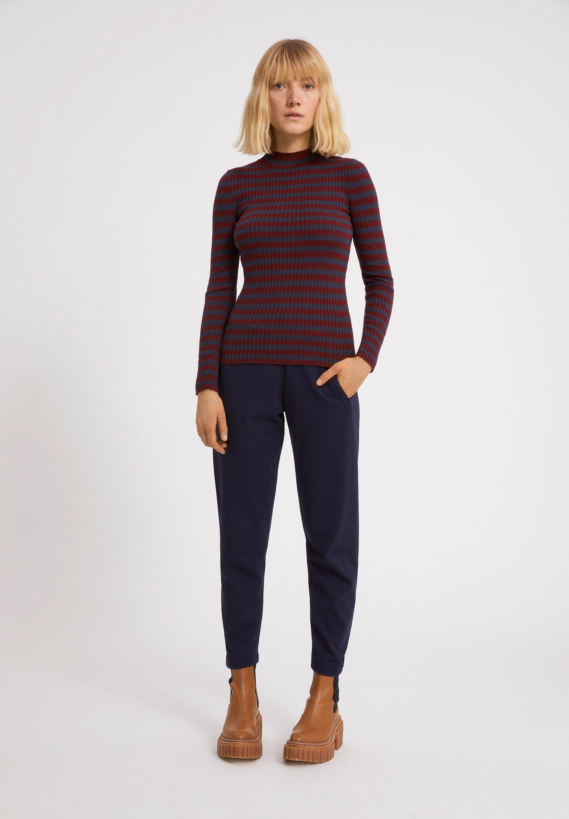 ALAANIA STRIPED | ruby red-indigo