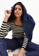 ALAANIA CREWNECK STRIPE | black-oatmilk
