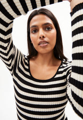 ALAANIA CREWNECK STRIPE | black-oatmilk