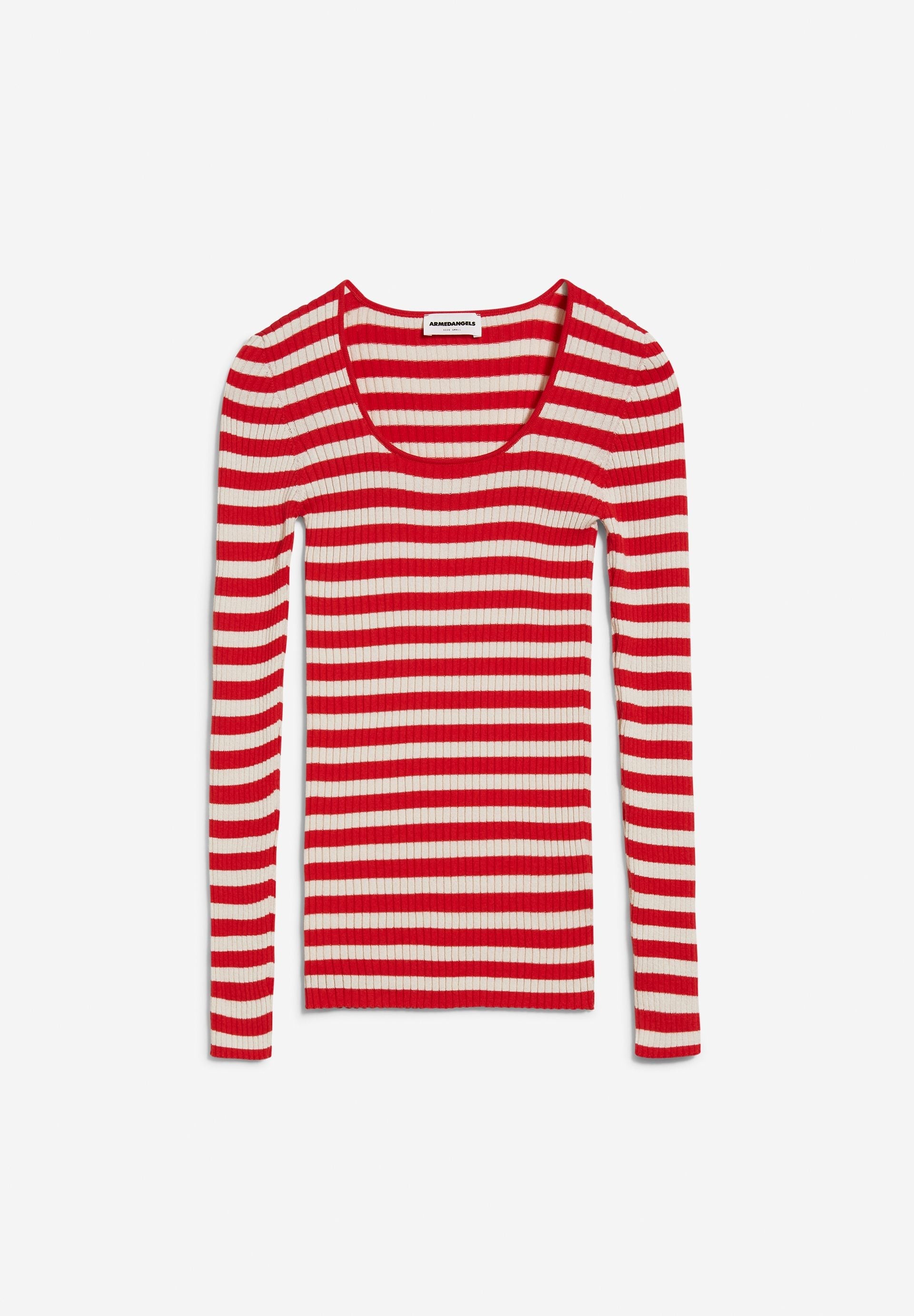 ALAANIA CREWNECK STRIPE | dark poppy-oatmilk