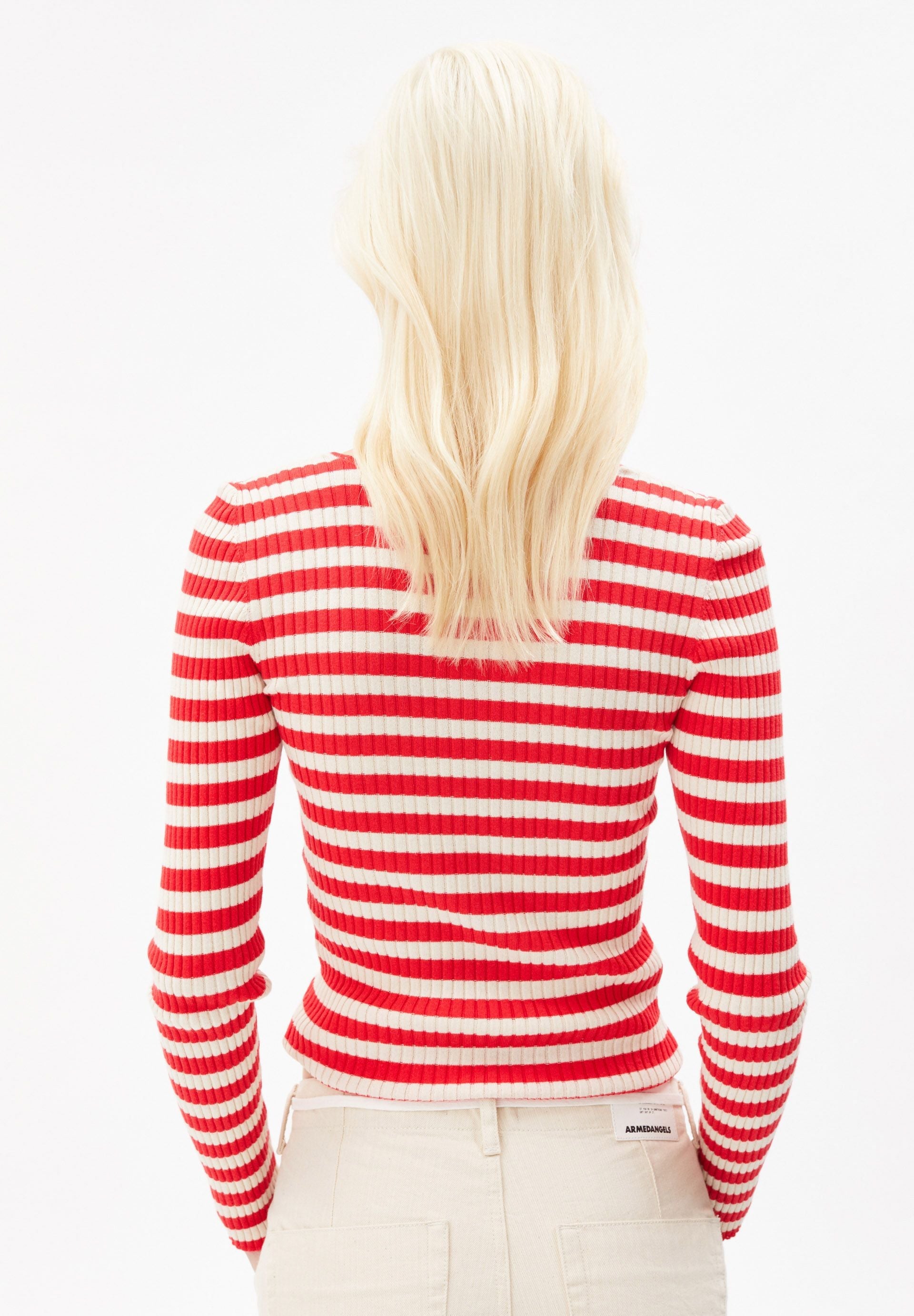 ALAANIA CREWNECK STRIPE | dark poppy-oatmilk