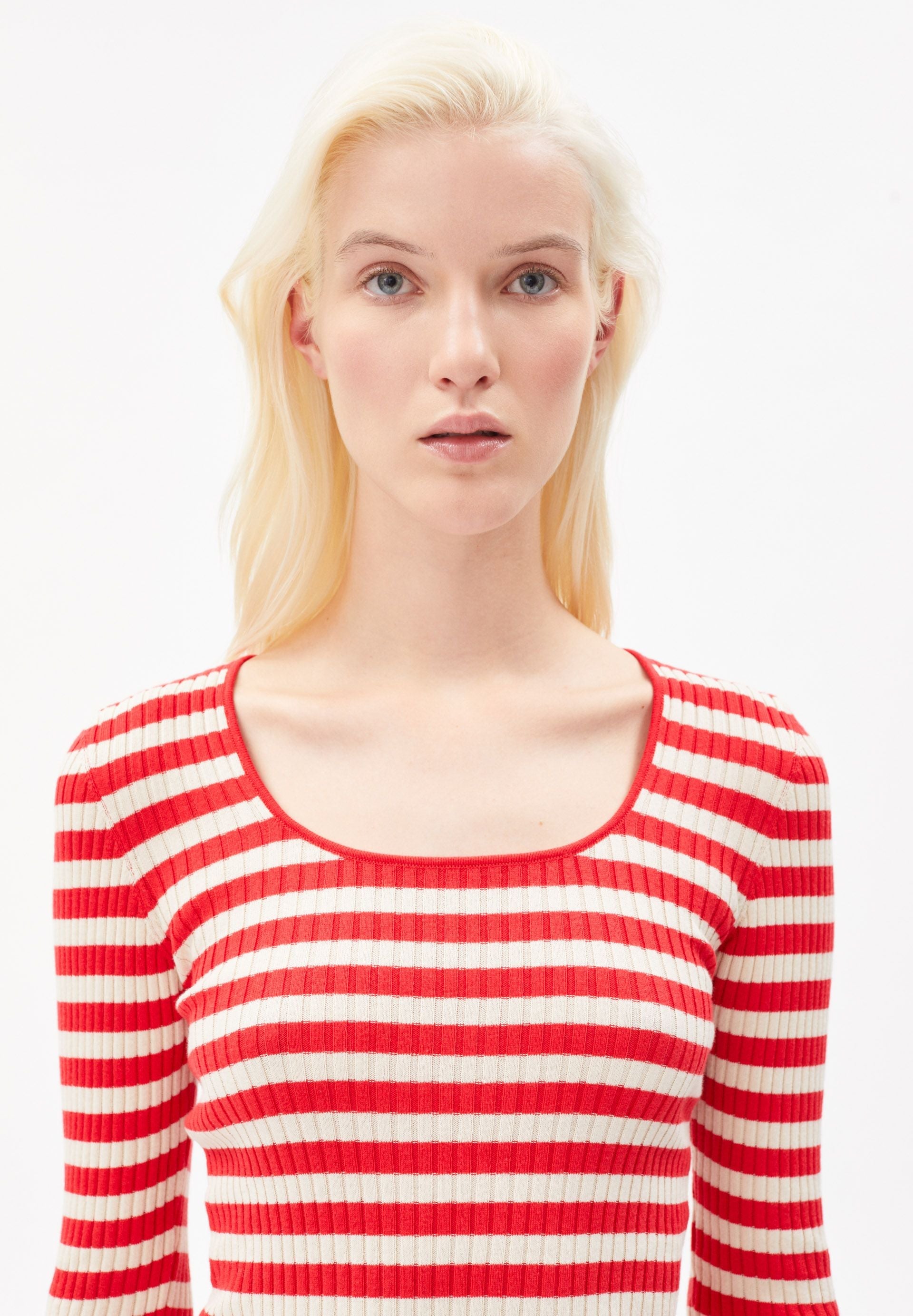 ALAANIA CREWNECK STRIPE | dark poppy-oatmilk