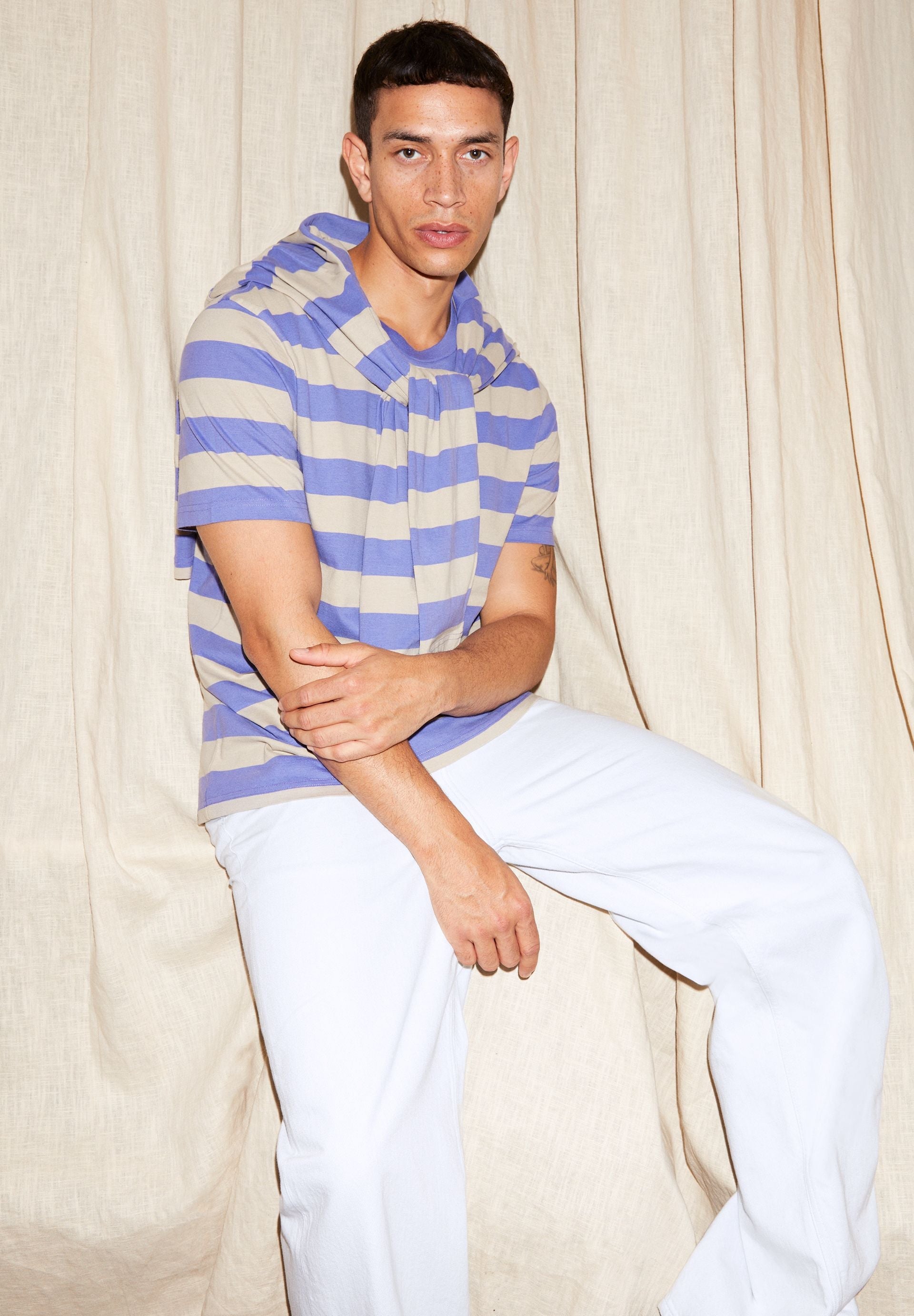 AADONI BOLD STRIPES | vibrant violet-sand stone
