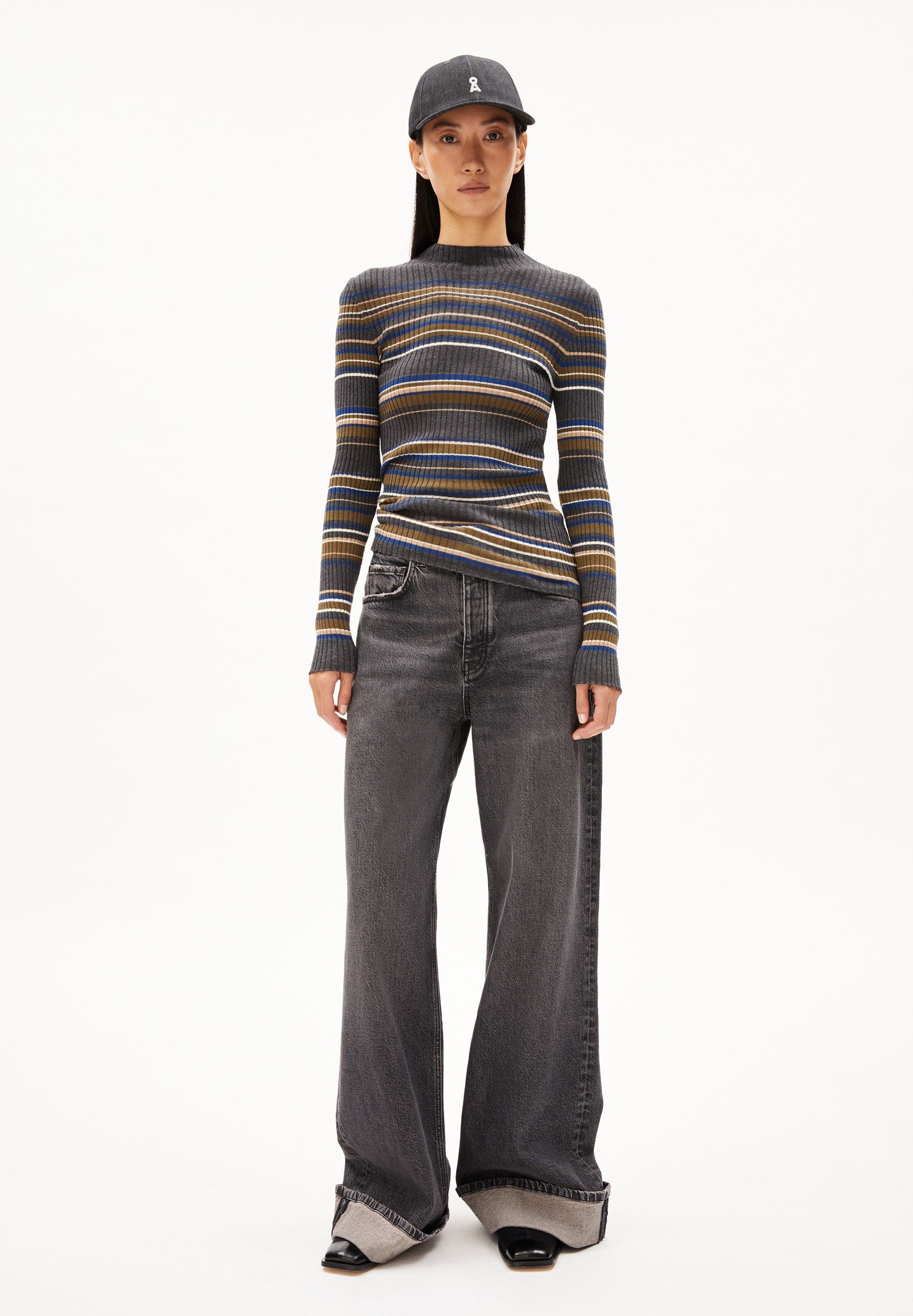 ALAANIA NEW STRIPES | steel melange-faded indigo