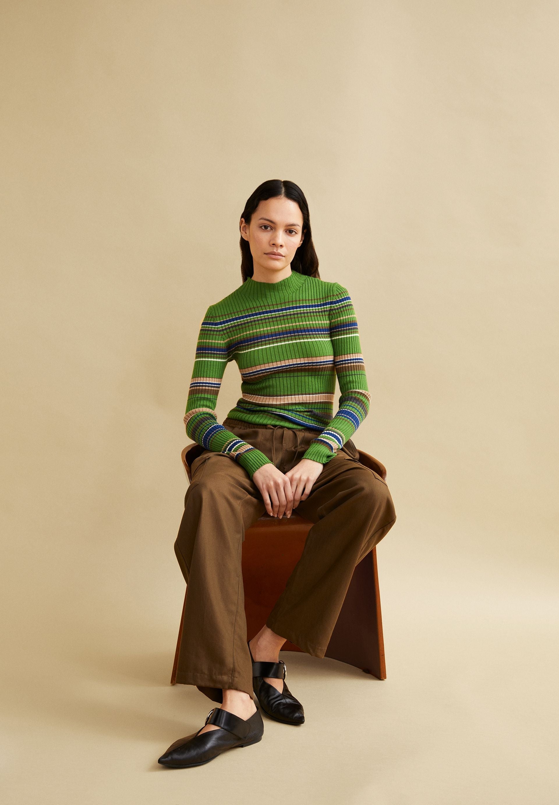 ALAANIA NEW STRIPES | ivy green-cinnamon dust