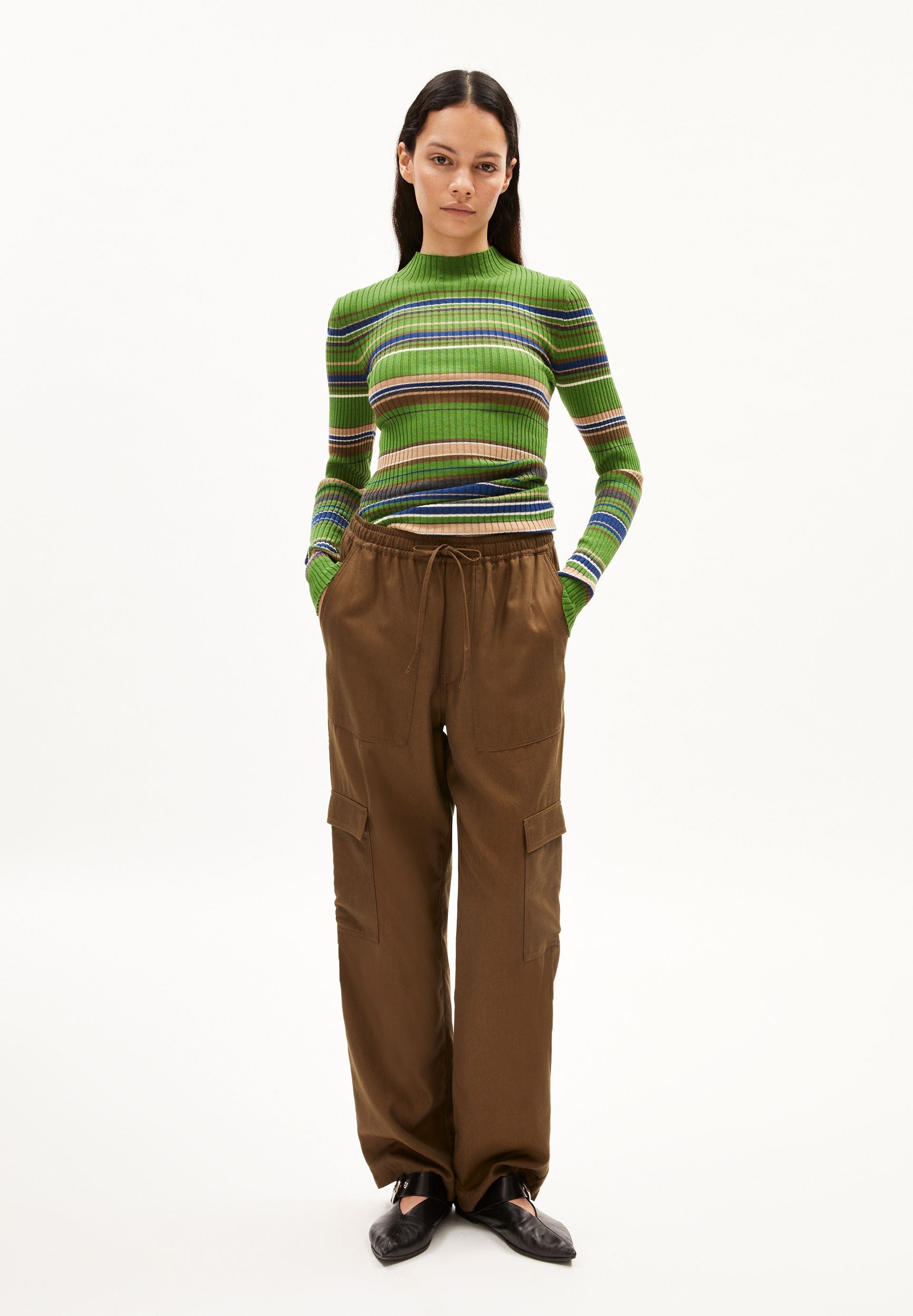 ALAANIA NEW STRIPES | ivy green-cinnamon dust