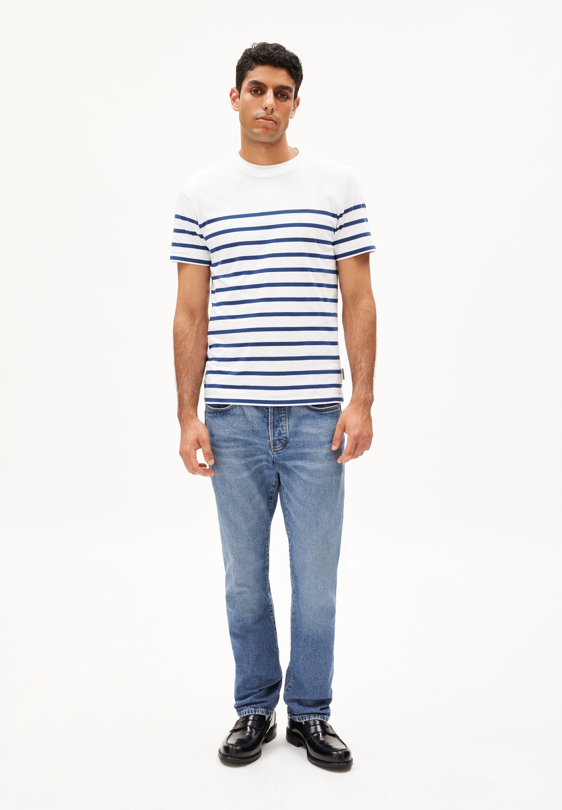 AADROS STRIPES | white-faded indigo