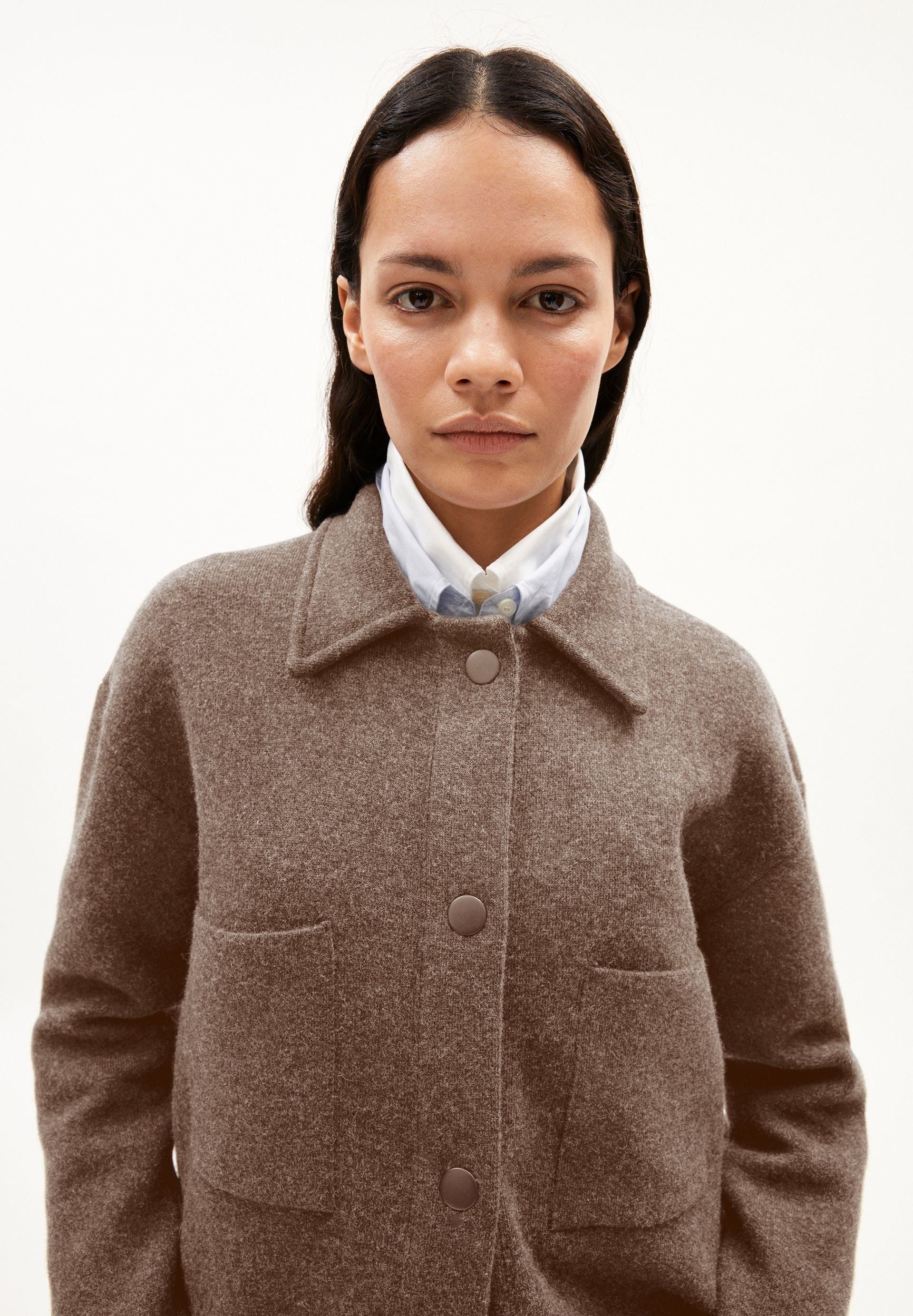 ALMARAA STRICK-OVERSHIRT | cinnamon dust melange