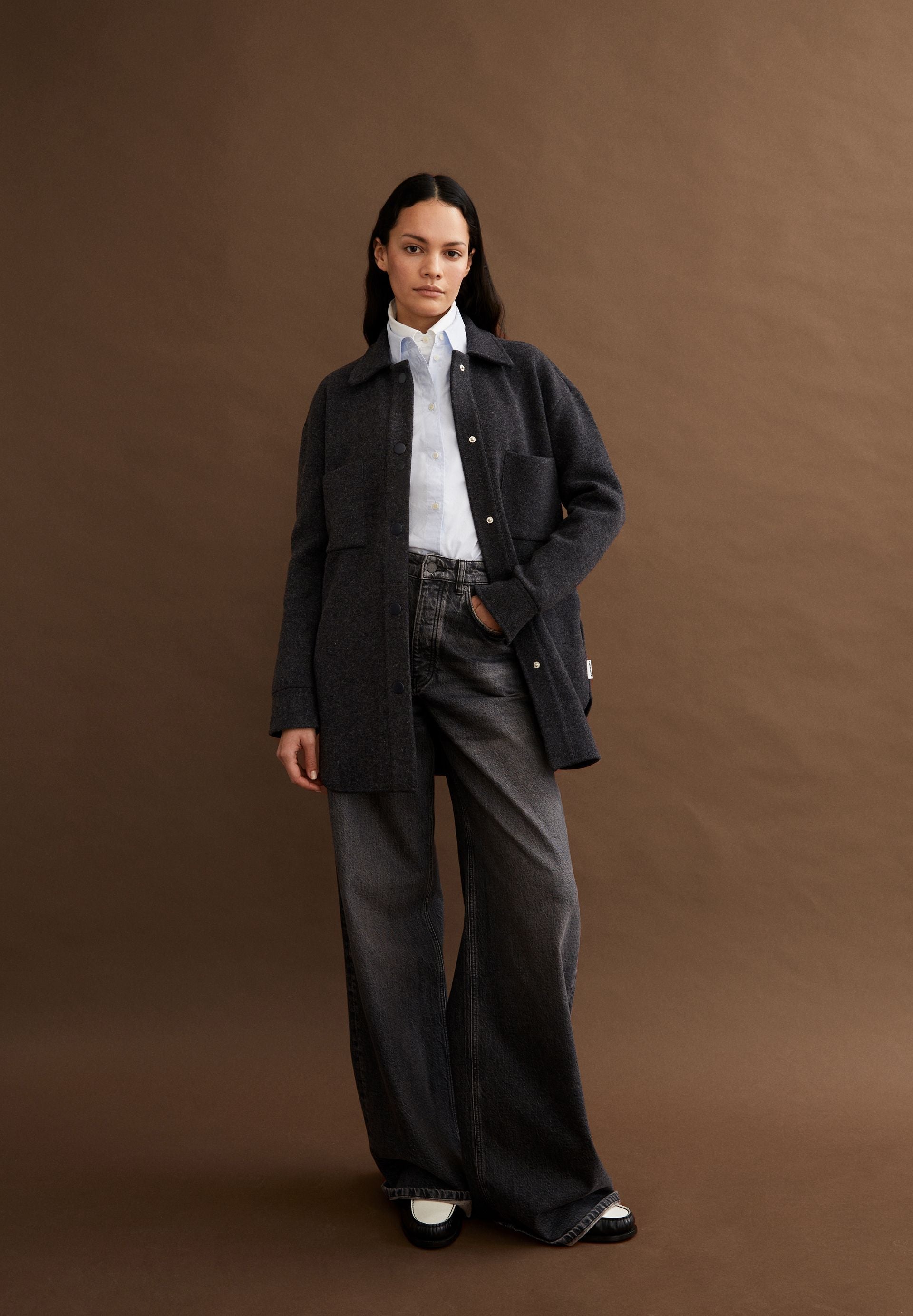 ALMARAA STRICK-OVERSHIRT | steel melange