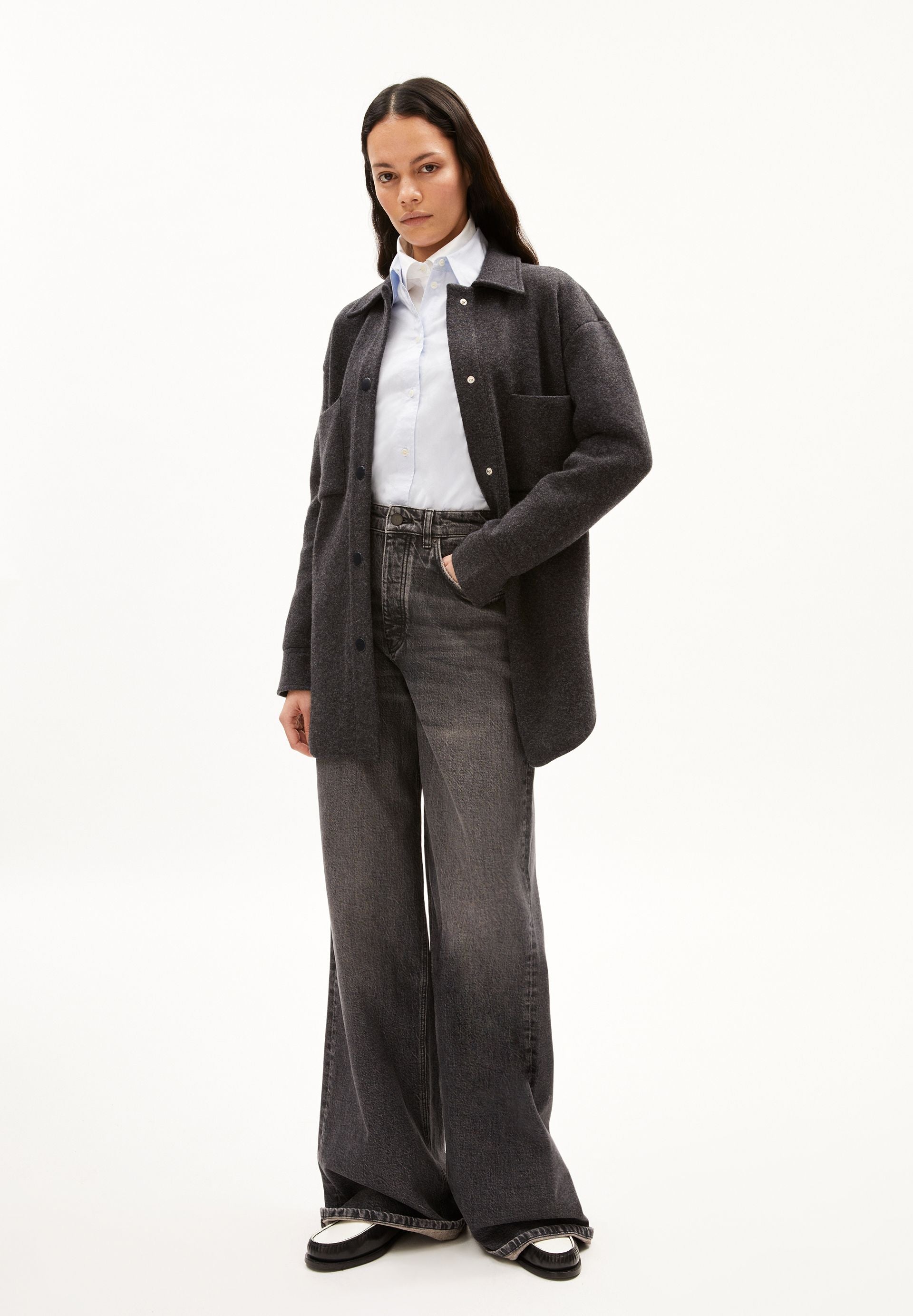 ALMARAA STRICK-OVERSHIRT | steel melange