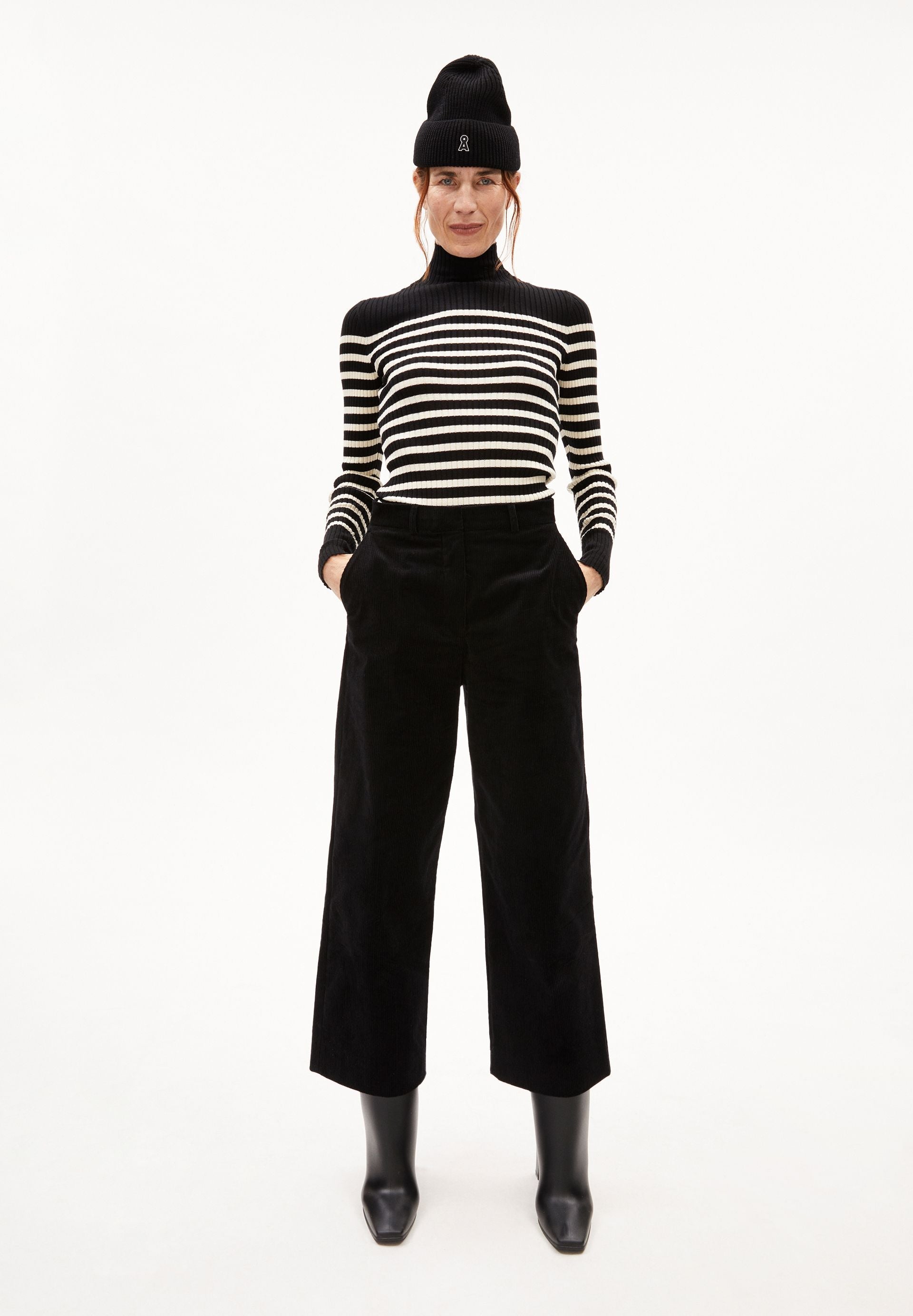 ALAANIA PLACED STRIPES | black-oatmilk