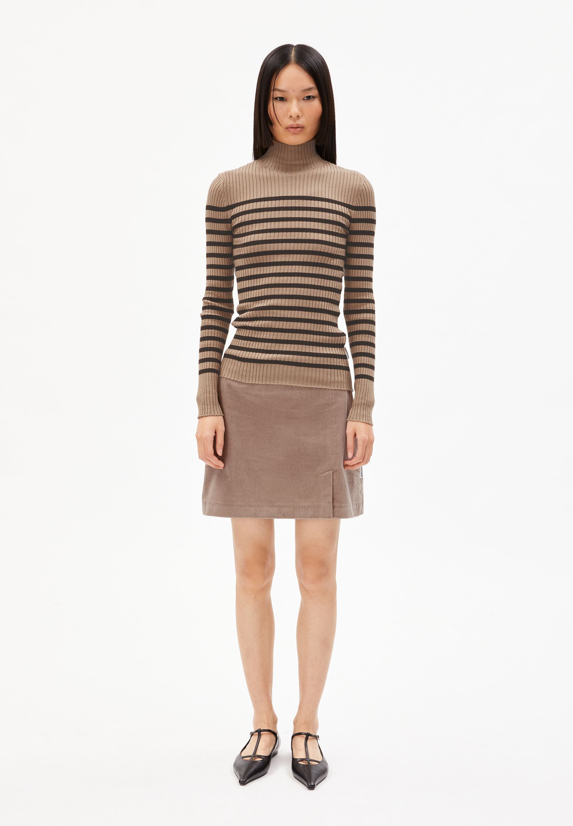ALAANIA PLACED STRIPES | cinnamon dust-coffee