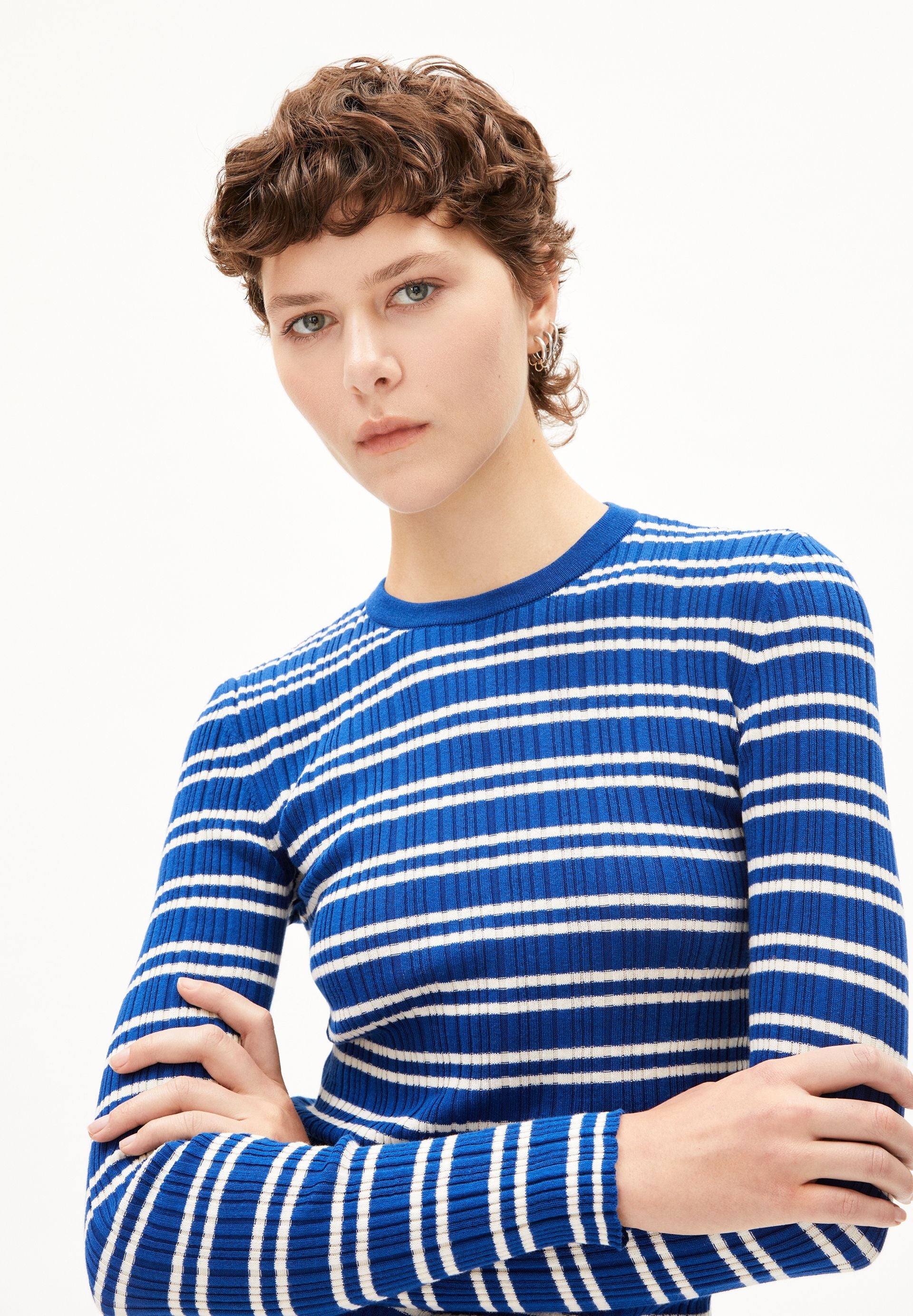 ALAANIA CHIFFRON STR | lapis blue-oatmilk