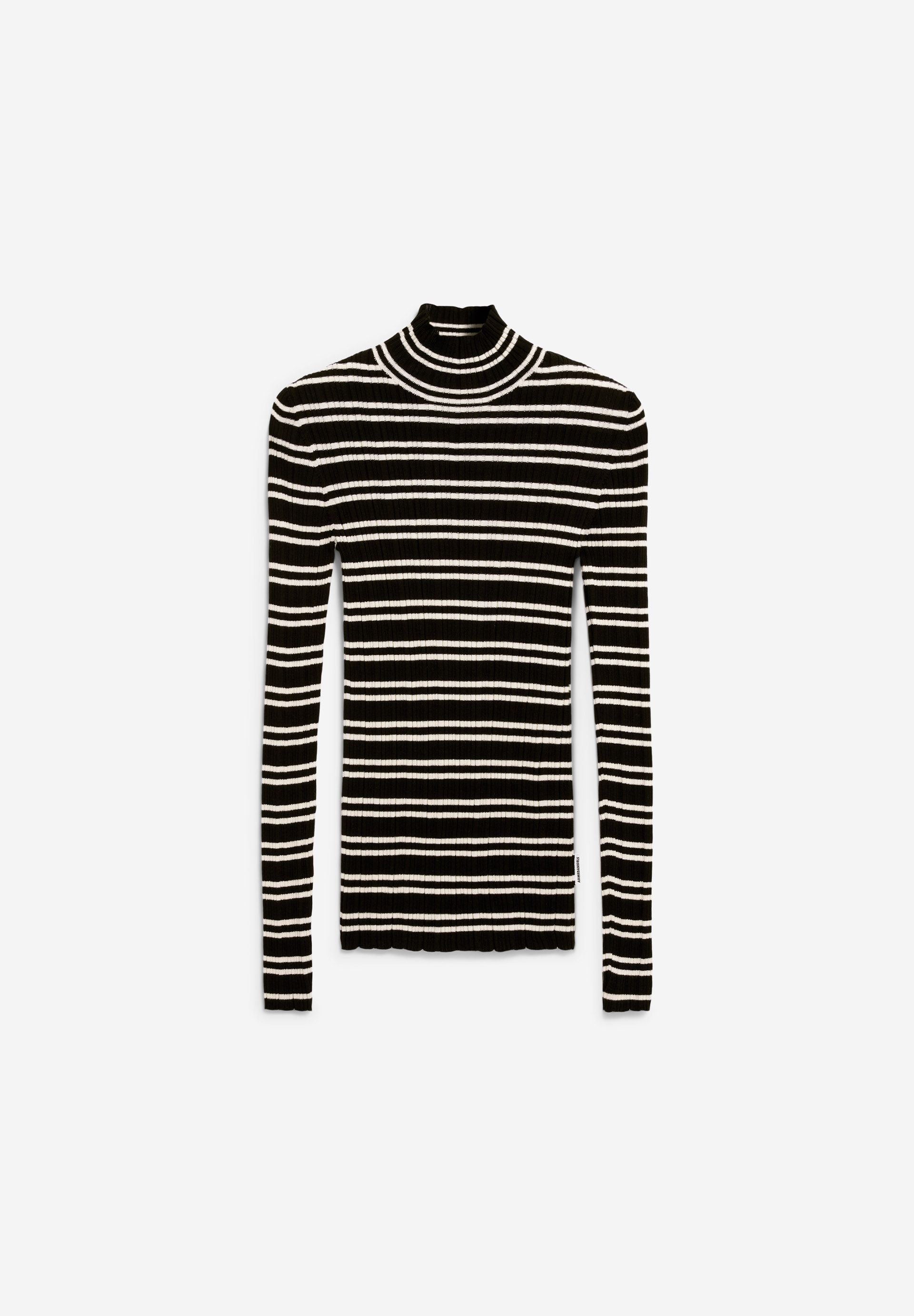 ALAANIA CHIFFRON STR STRICKPULLOVER | black-oatmilk