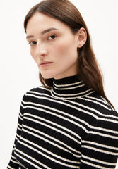 ALAANIA CHIFFRON STR STRICKPULLOVER | black-oatmilk