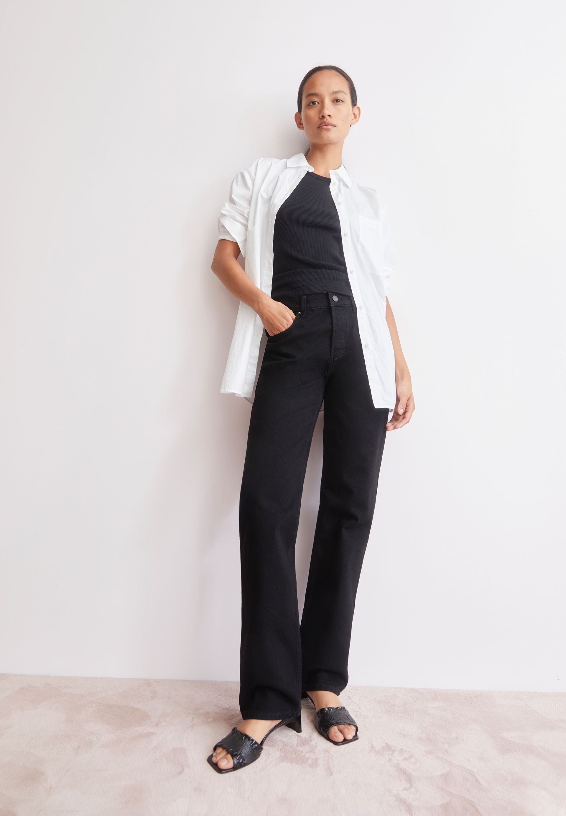AAVELINE MID WAIST STRAIGHT JEANS | bondone