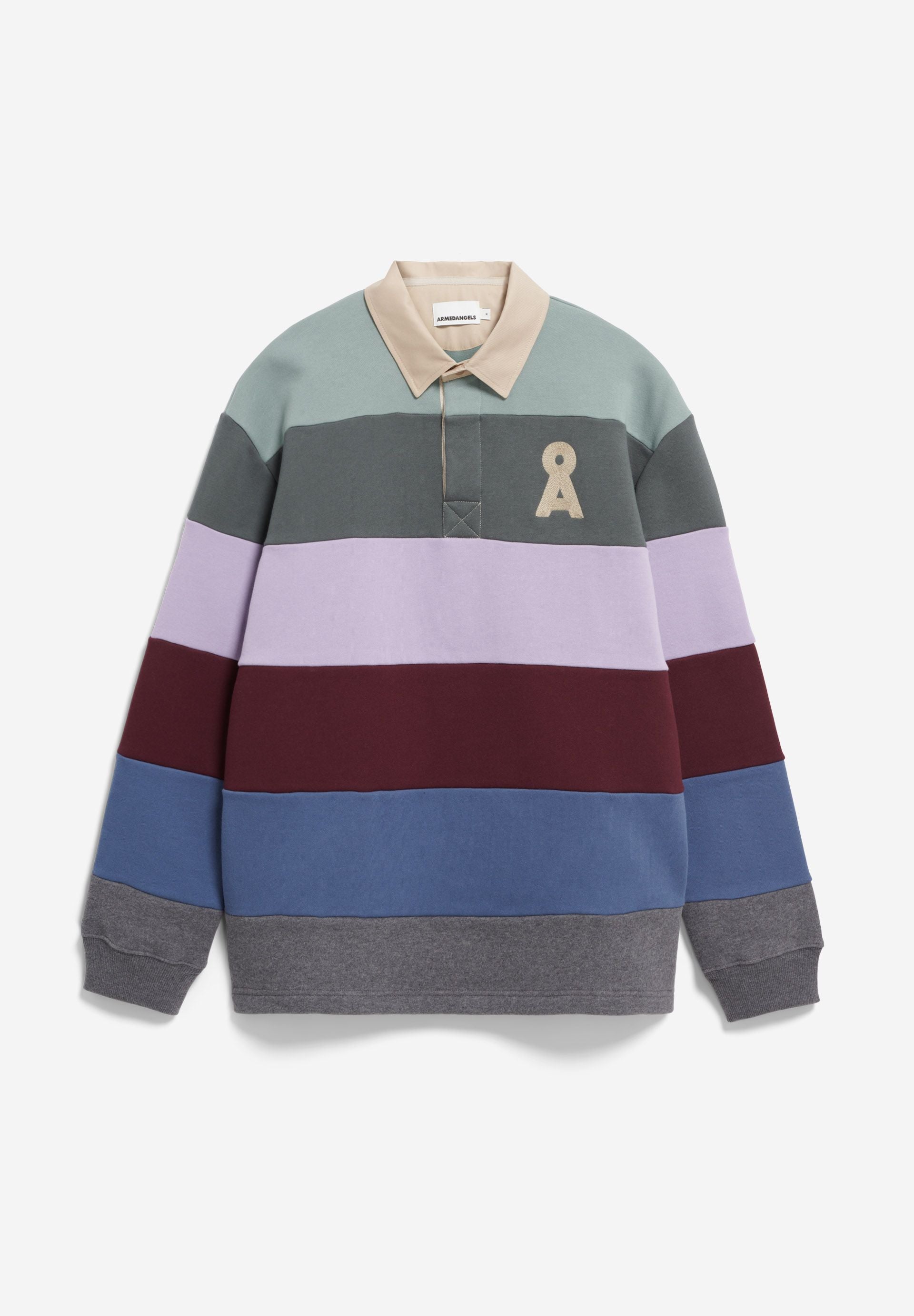 AADRU LS RUGBY FLEECE SWEATSHIRT | mystic swamp-steel melange