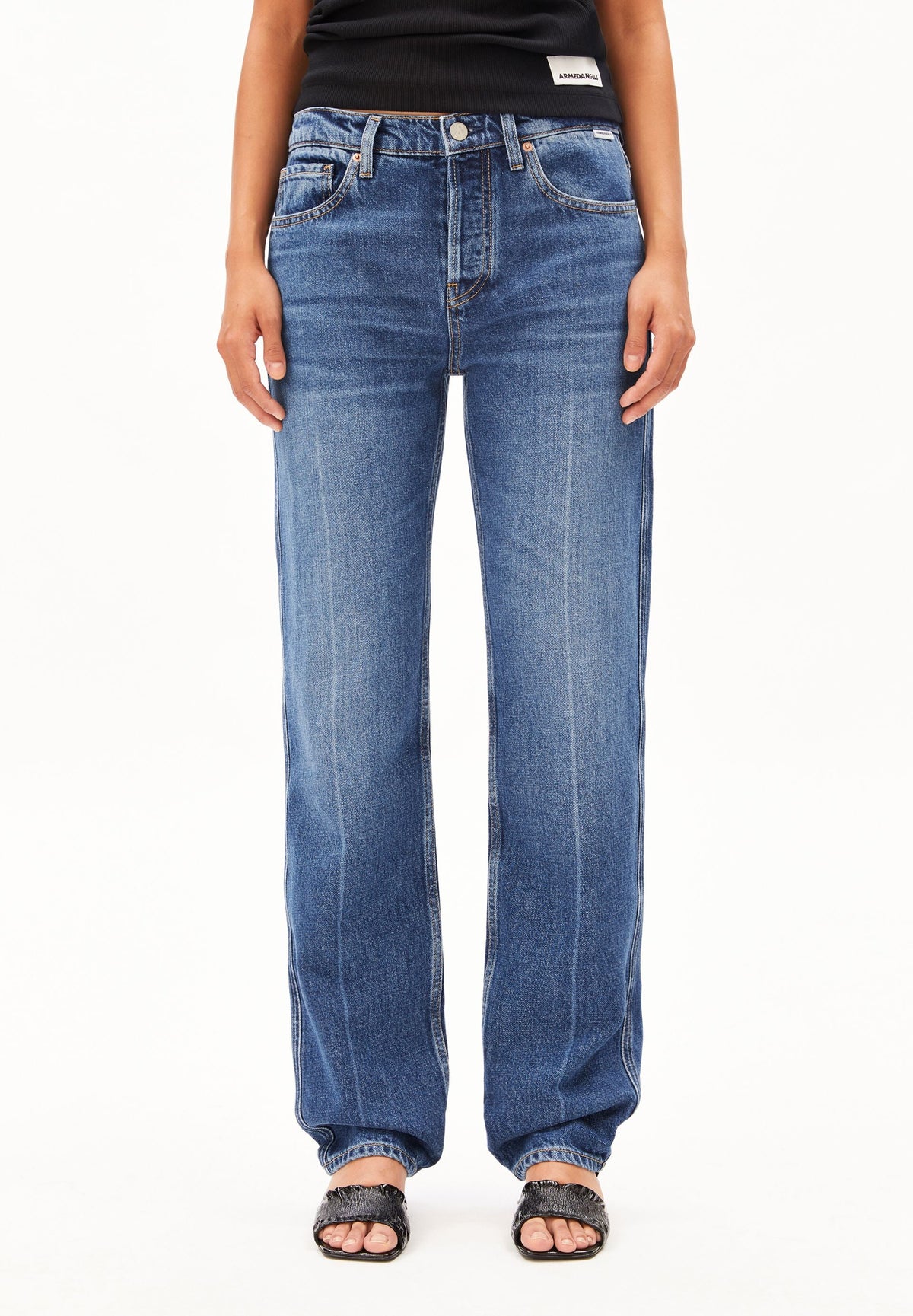AAVELINE MID WAIST STRAIGHT JEANS | fade