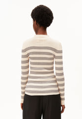 ALAANIA GESTREIFTER STRICKPULLOVER | oatmilk-black