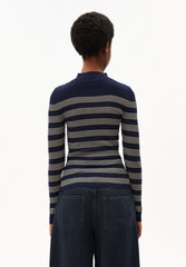 ALAANIA GESTREIFTER STRICKPULLOVER | tinted navy-golden hay