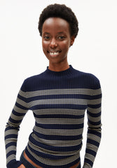 ALAANIA GESTREIFTER STRICKPULLOVER | tinted navy-golden hay